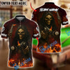 BlueJose Billiards Ball 8 Grim Reaper Flaming Skull & Gun Personalized Name Shirt (4 Colors)