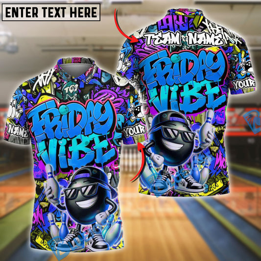 BlueJose Bowling And Pins Friday Vibe Graffiti Street Style Customized Name, Team Name 3D Shirt (4 Colors)