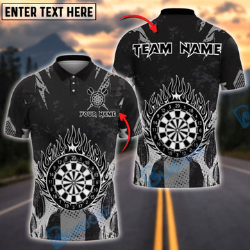 BlueJose Grey Darts Fire Dartboard Personalized Name, Team Name Shirt