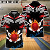 BlueJose Bowling & Pins Fire Ball Strike Black Customized Name, Team Name 3D Shirt (4 Colors)