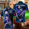 BlueJose Billiards Ball 8 Sugar Skull Girl Rose Tattoo Gothic Art Personalized Name Shirt (4 Colors)