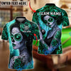BlueJose Billiards Ball 8 Sugar Skull Girl Rose Tattoo Gothic Art Personalized Name Shirt (4 Colors)