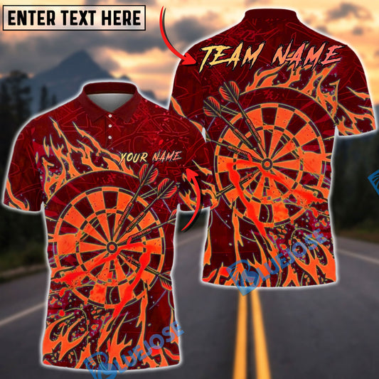 BlueJose Darts Fire Vintage Multicolor Options Personalized Name Shirt (4 Colors)