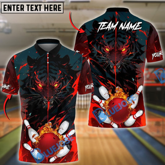 BlueJose Bowling And Pins Fiery Tiger & Striking Customized Name, Team Name 3D Shirt (4 Colors)