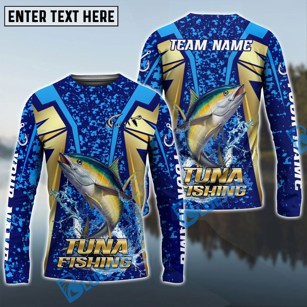 Bluejose Tuna Fishing Blue Gold Tournament Custom Name &amp; Team Name 3D Shirts
