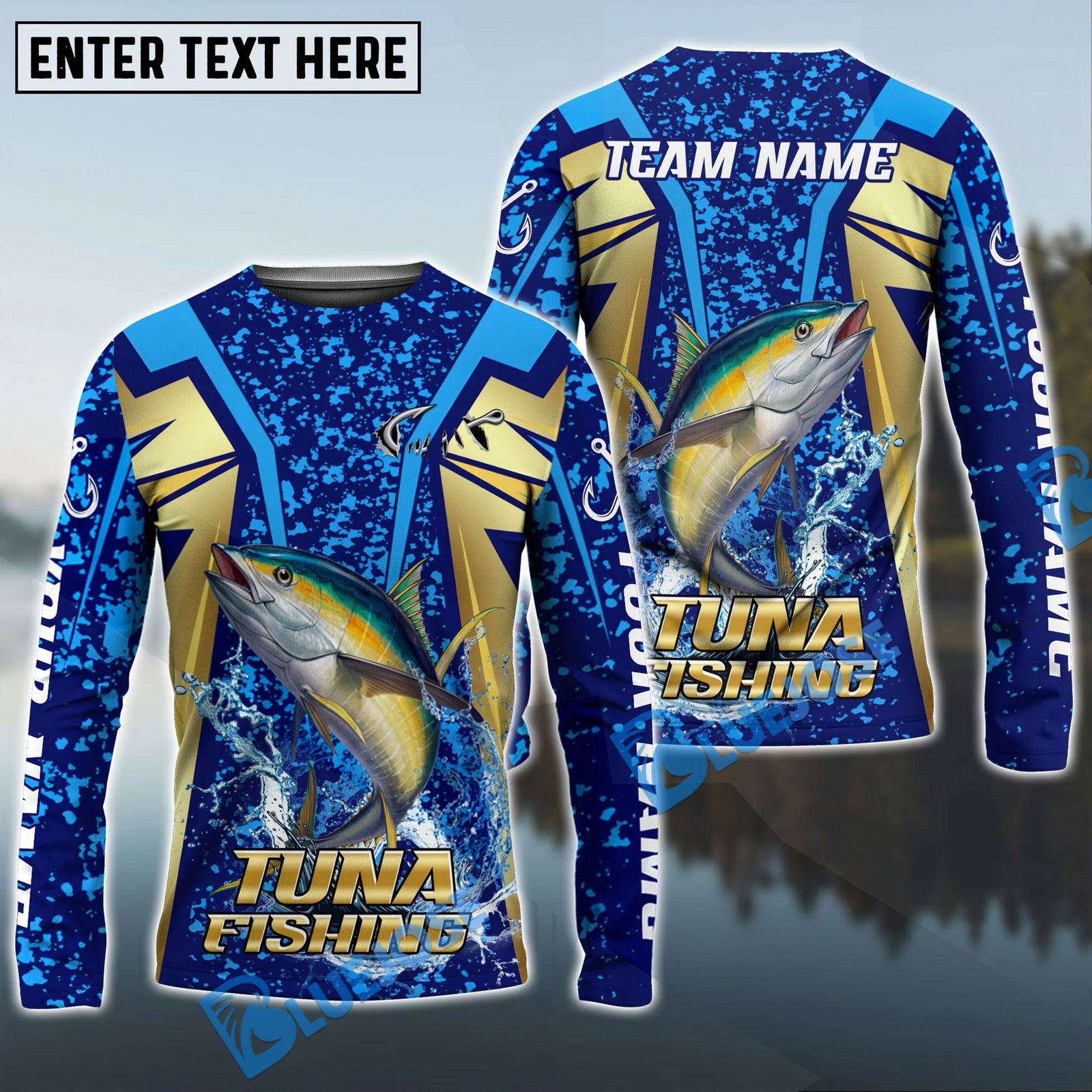 Bluejose Tuna Fishing Blue Gold Tournament Custom Name & Team Name 3D Shirts