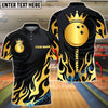 BlueJose Bowling And Pins Crown Golden Flames Customized Name, Team Name 3D Shirt (6 Colors)
