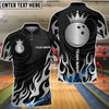 BlueJose Bowling And Pins Crown Golden Flames Customized Name, Team Name 3D Shirt (6 Colors)