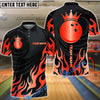 BlueJose Bowling And Pins Crown Golden Flames Customized Name, Team Name 3D Shirt (6 Colors)