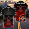 BlueJose Darts Skull Dartboard Fire Gradient Tribal Pattern Multicolor Options Personalized Name Shirt (4 Colors)