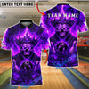 BlueJose Bowling And Pins Skull King Flaming Crown Graphic Customized Name, Team Name 3D Shirt (4 Colors)