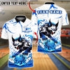 BlueJose Bowling And Pins Wolf Strike Flame Action Customized Name, Team Name 3D Shirt (4 Colors)