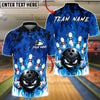 BlueJose Bowling And Pins Flame Angry Ball Customized Name, Team Name 3D Shirt (4 Colors)