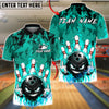BlueJose Bowling And Pins Flame Angry Ball Customized Name, Team Name 3D Shirt (4 Colors)