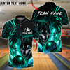 BlueJose Bowling And Pins Flame Flower Wolf Customized Name, Team Name 3D Shirt (4 Colors)