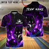BlueJose Bowling And Pins Flame Flower Wolf Customized Name, Team Name 3D Shirt (4 Colors)