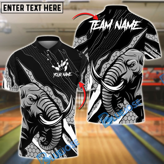 BlueJose Bowling Angry Elephant Claw Slash Pattern Customized Name, Team Name 3D Shirt (4 Colors)