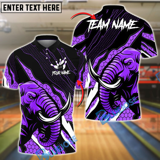 BlueJose Bowling Angry Elephant Claw Slash Pattern Customized Name, Team Name 3D Shirt (4 Colors)