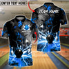 BlueJose Bowling And Pins Volcano Lava Explosion Lightning Customized Name, Team Name 3D Shirt (4 Colors)