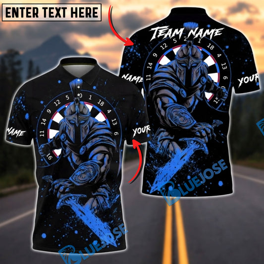 BlueJose Darts Dartboard Spartan Warrior Blood Slash Personalized Name, Team Name Unisex Shirt (4 Colors)