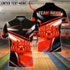 BlueJose Bowling And Pins Gold Metallic 3D Design Customized Name, Team Name 3D Shirt (6 Colors)