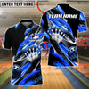 BlueJose Bowling And Pins Black Swirl Strike 3D Motion Design Customized Name, Team Name 3D Shirt (4 Colors)