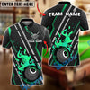BlueJose Billiards Ball 8 Flaming Trail Personalized Name, Team Name Unisex Shirt (4 Colors)