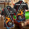 BlueJose Billiards Ball 8 Flaming Trail Personalized Name, Team Name Unisex Shirt (4 Colors)
