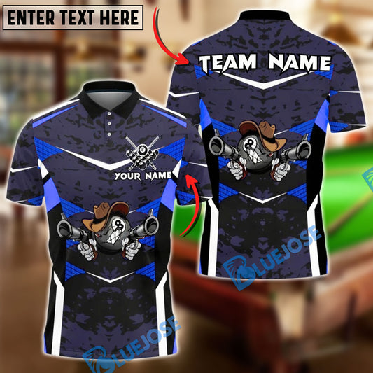 BlueJose Billiards Ball 8 Cowboy Gunslinger Personalized Name, Team Name Unisex Shirt (4 Colors)