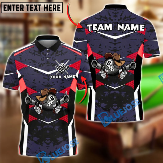 BlueJose Billiards Ball 8 Cowboy Gunslinger Personalized Name, Team Name Unisex Shirt (4 Colors)