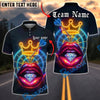 BlueJose Darts Neon Lips Diamond Crown Personalized Name, Team Name Unisex Shirt (4 Colors)