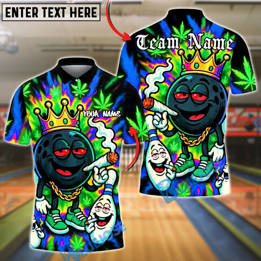 BlueJose Bowling And Pins King Smoking Ball Customized Name, Team Name 3D Shirt (4 Colors)