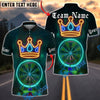 BlueJose Darts Neon Dartboard Crown Glow Personalized Name, Team Name Unisex Shirt (4 Colors)