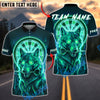 BlueJose Darts Neon Wolf Dart Glow Personalized Name, Team Name Unisex Shirt (4 Colors)