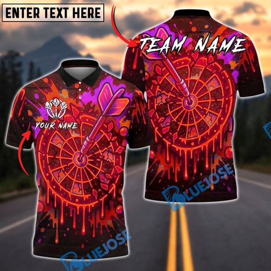 BlueJose Darts Neon Graffiti Dartboard Splash Personalized Name, Team Name Unisex Shirt (4 Colors)