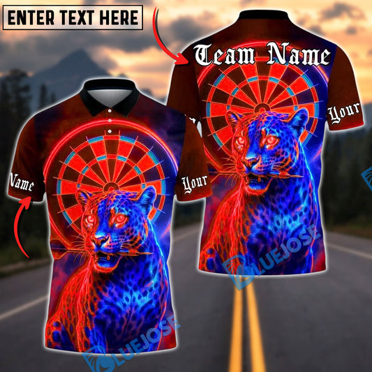 BlueJose Darts Neon Panther Dartboard Eyes Personalized Name, Team Name Unisex Shirt (4 Colors)