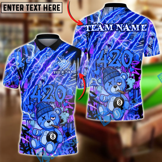 BlueJose Billiards Ball 8 420 Bear Electric Design Customized Name, Team Name 3D Shirt (4 Colors)