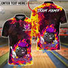 BlueJose Bowling And Pins Flame Ball Cartoon Fire Style Customized Name, Team Name 3D Shirt (4 Colors)