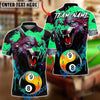 BlueJose Billiards 9-Ball 8 Ball Yin Yang Blood Wolf Design Personalized Name, Team Name Unisex Shirt (4 Colors)