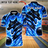 BlueJose Bowling And Pins Fire Wolf Flame Art Design Customized Name, Team Name 3D Shirt (4 Colors)