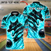 BlueJose Bowling And Pins Fire Wolf Flame Art Design Customized Name, Team Name 3D Shirt (4 Colors)