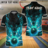 BlueJose Bowling And Pins Flaming Wolf Fire Ball Customized Name, Team Name 3D Shirt (4 Colors)