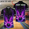 BlueJose Bowling And Pins Flaming Wolf Fire Ball Customized Name, Team Name 3D Shirt (4 Colors)
