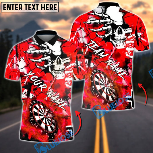 BlueJose Darts Skull Hand Lightning Dartboard Personalized Name, Team Name Unisex Shirt (4 Colors)