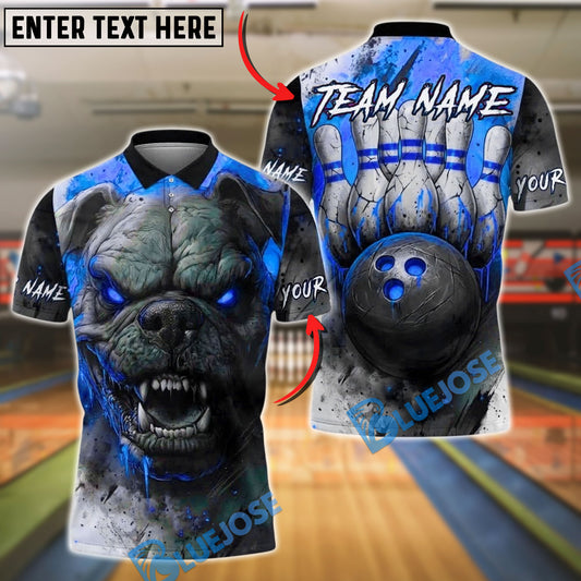 BlueJose Bowling And Pins Bulldog Rage Customized Name, Team Name 3D Shirt (4 Colors)