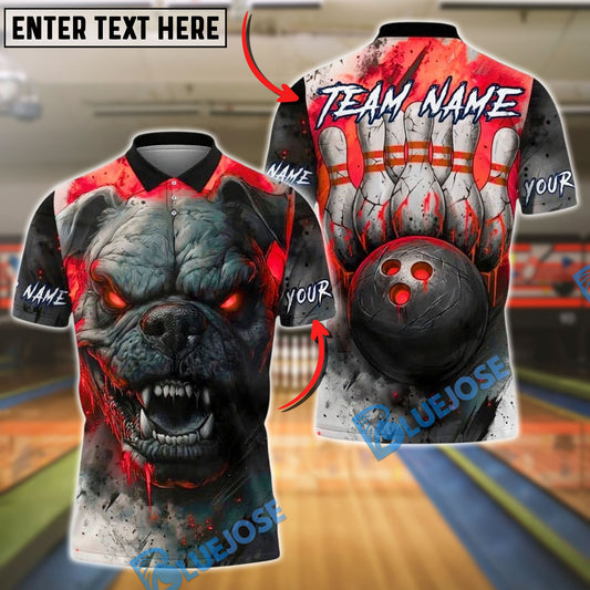 BlueJose Bowling And Pins Bulldog Rage Customized Name, Team Name 3D Shirt (4 Colors)