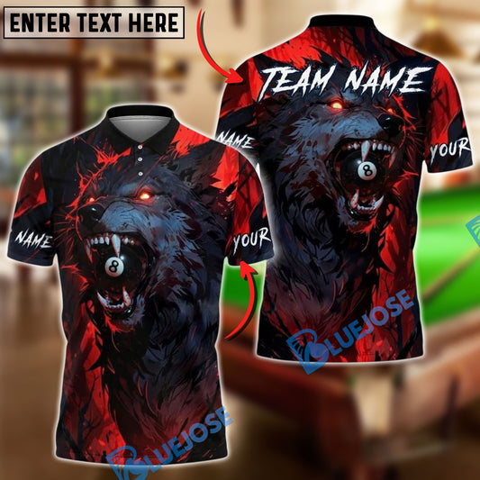 BlueJose Billiards 8 Ball Werewolf Rage Personalized Name, Team Name Unisex Shirt (4 Colors)