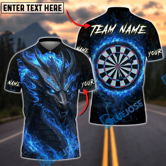 BlueJose Darts Dragon Fire Inferno Dartboard Personalized Name, Team Name Unisex Shirt (4 Colors)