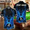 BlueJose Billiards 8 Ball Wolf Fire Inferno Personalized Name, Team Name Unisex Shirt (4 Colors)