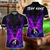 BlueJose Billiards 8 Ball Wolf Fire Inferno Personalized Name, Team Name Unisex Shirt (4 Colors)